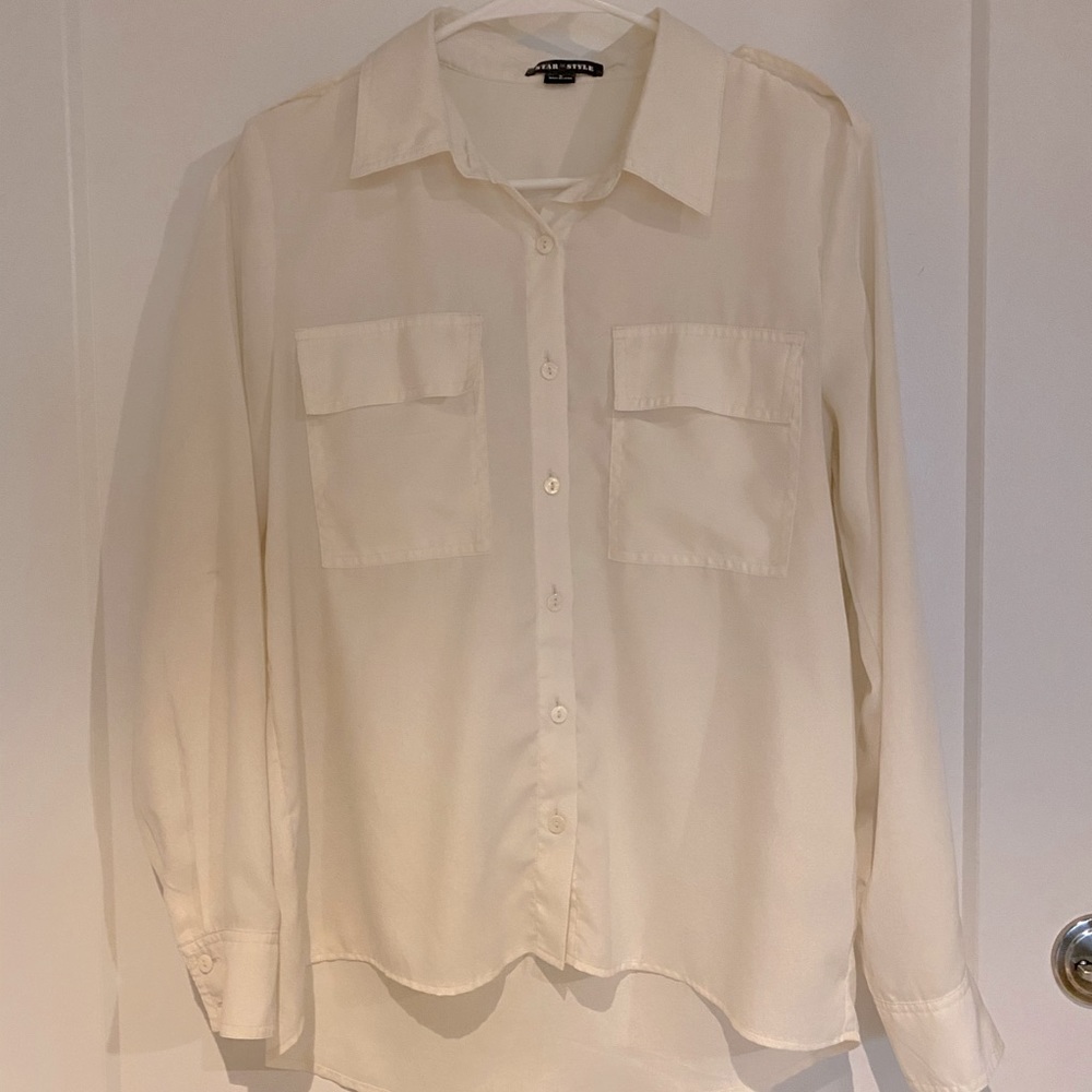 Semi-sheer long sleeve button up